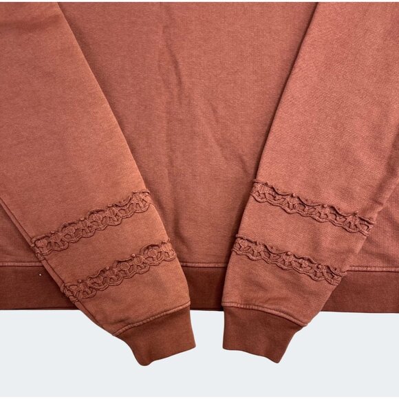 Saltwater Luxe Womens M Crewneck Sweatshirt Spice Cotton Lace Back & Sleeve - Picture 13 of 15
